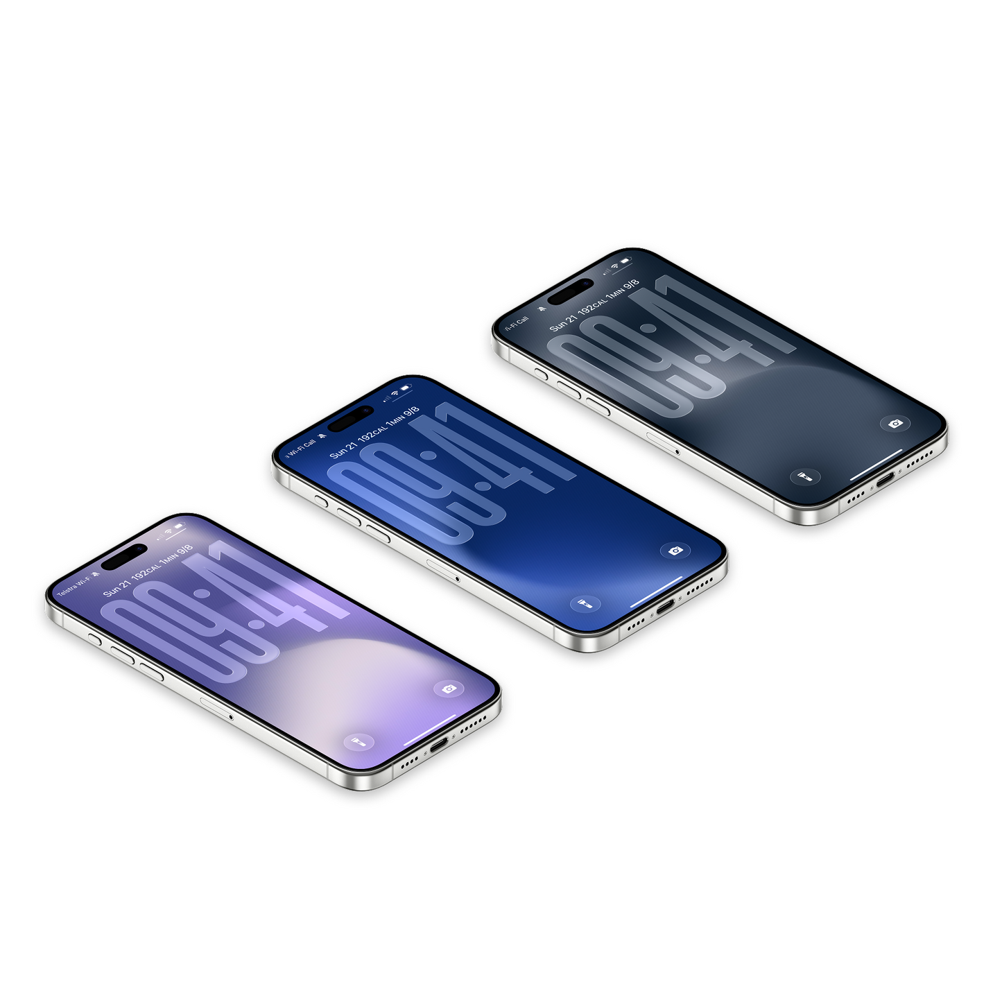 Blue Gradient Lavender | Cool iPhone Wallpaper Set of 3 (G-023)
