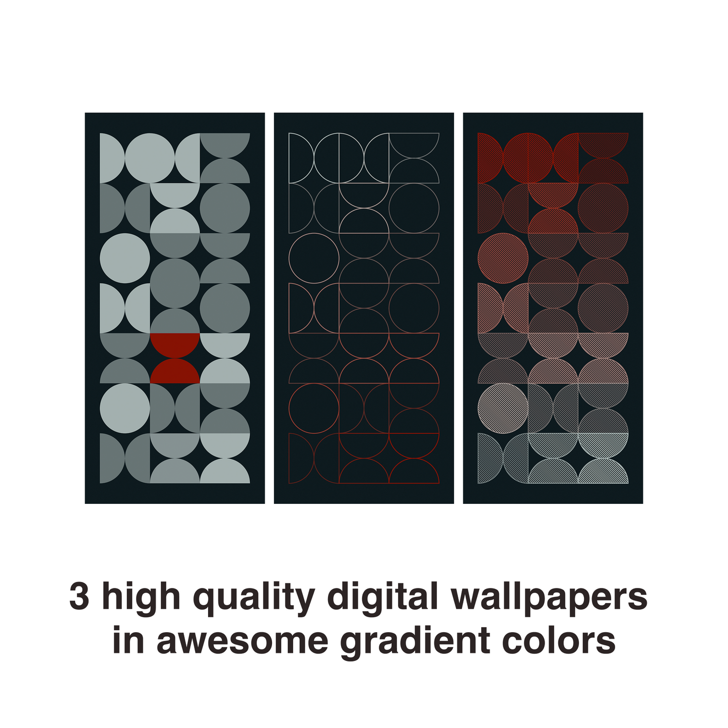 Dark Bauhaus | Minimalist iPhone Wallpaper Set of 3 (G-038)