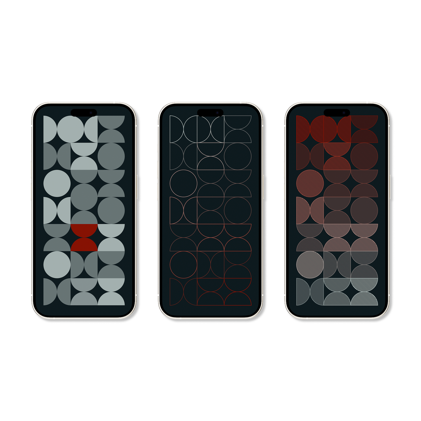 Dark Bauhaus | Minimalist iPhone Wallpaper Set of 3 (G-038)