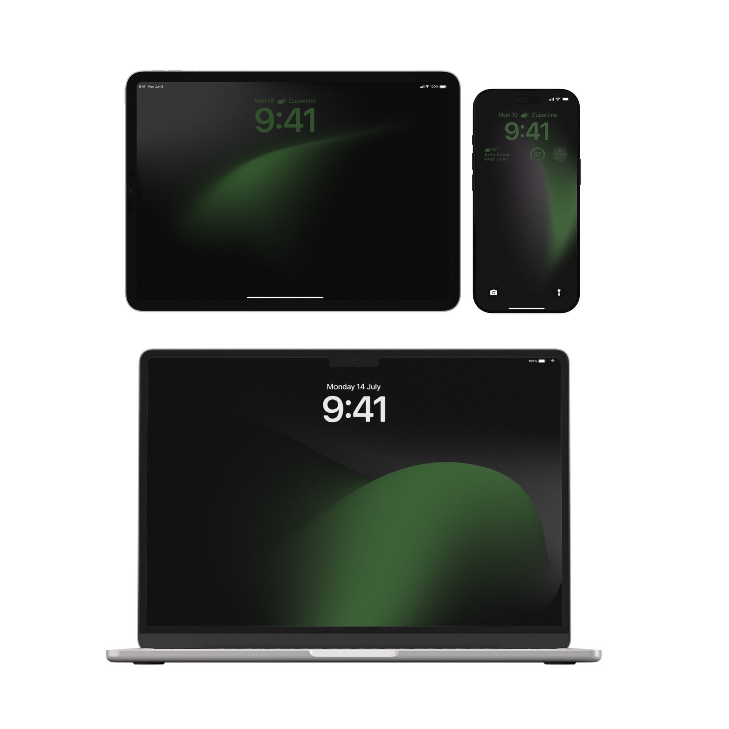 Emerald Void | Dark Wallpaper Set for iPhone iPad and Mac (T-006)