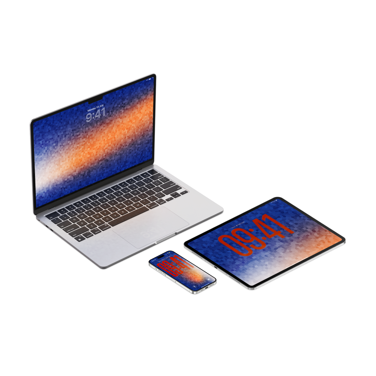 Navy Crystal Orange | Cool Wallpaper Set for iPhone iPad and Mac (T-024)
