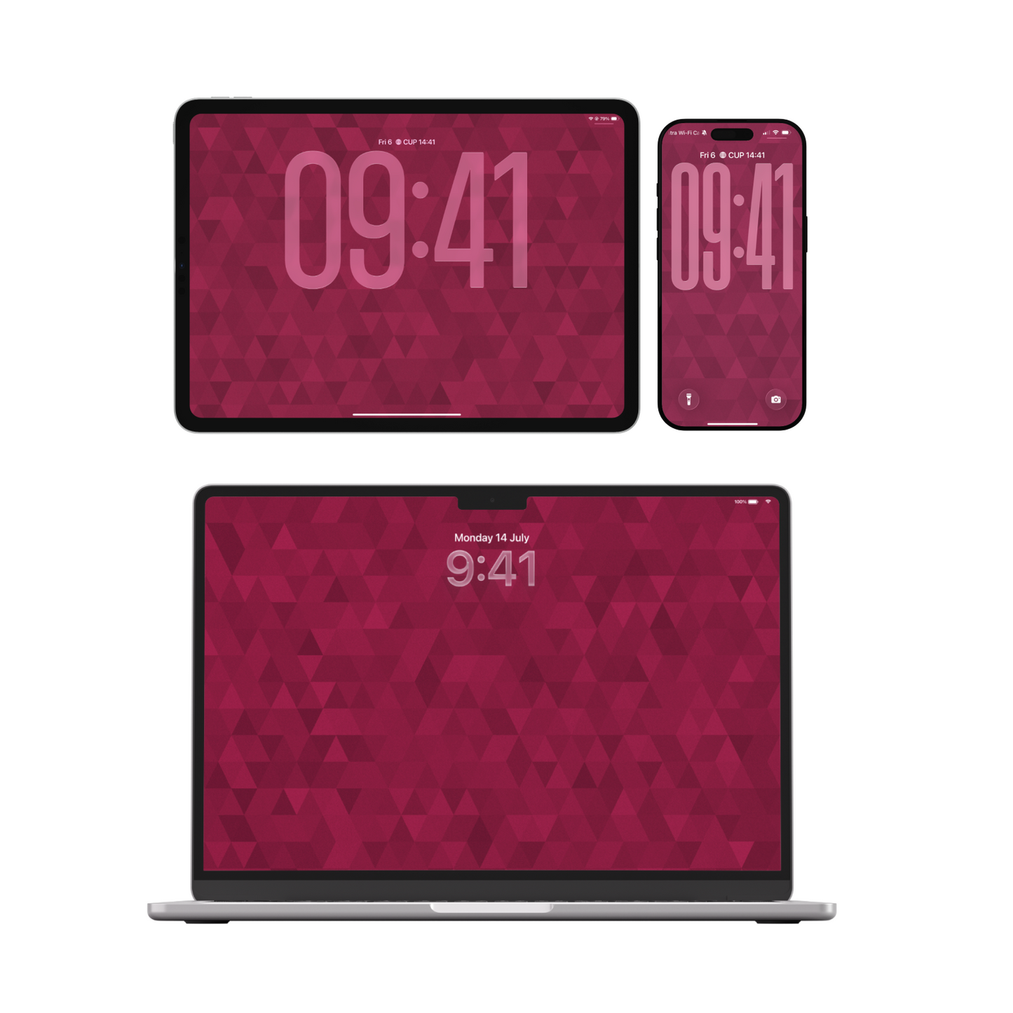 Ruby Facet Diamond | Minimalist Wallpaper Set for iPhone iPad and Mac (T-025)
