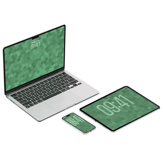 Hexagon Azure Serenity | Minimalist Wallpaper Set for iPhone iPad and Mac (T-026)