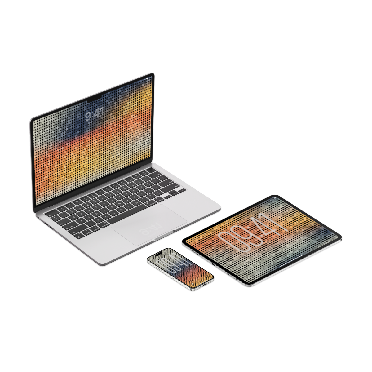 Pixelated Sunset Gradient | Minimalist Wallpaper Set for iPhone iPad and Mac (T-027)