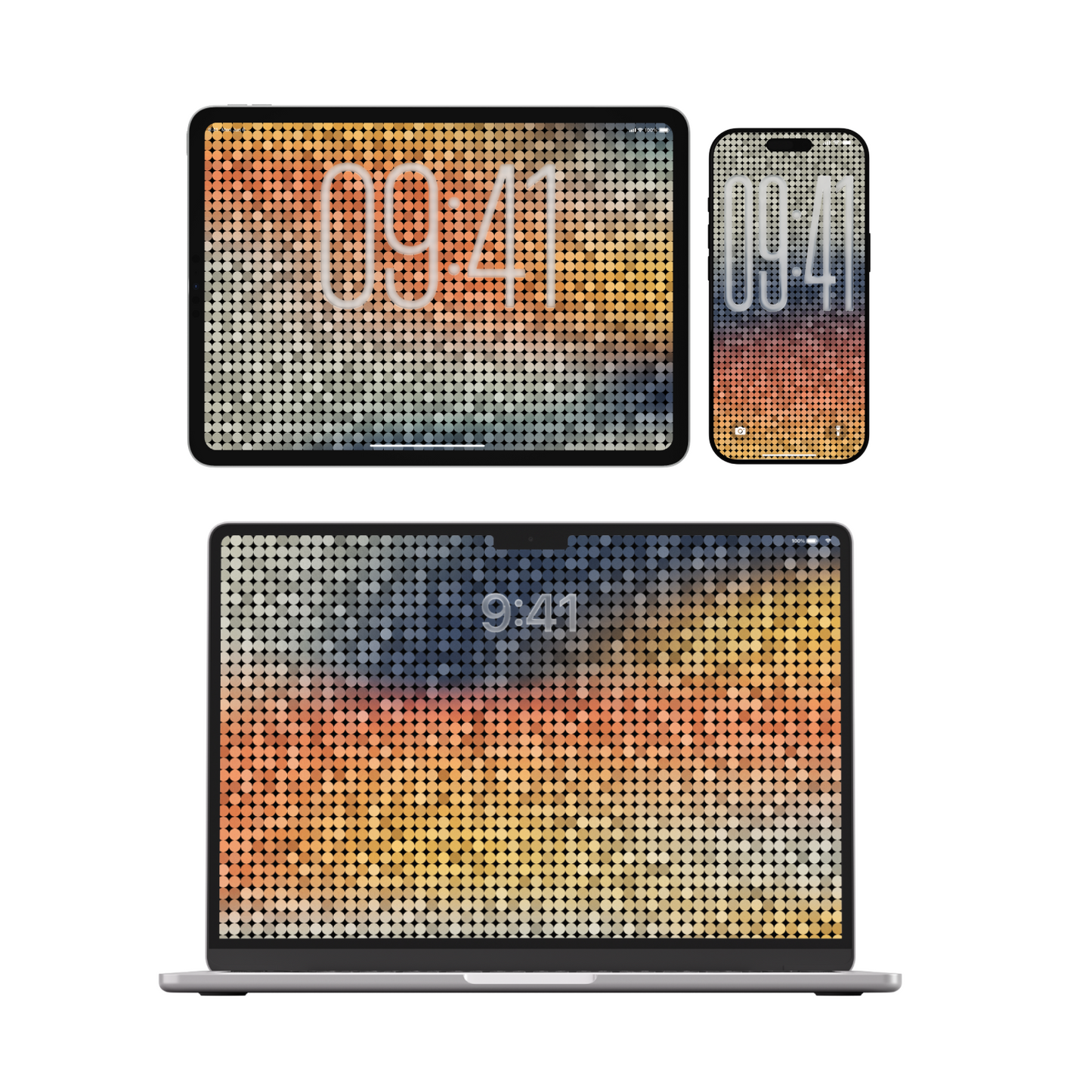 Pixelated Sunset Gradient | Minimalist Wallpaper Set for iPhone iPad and Mac (T-027)