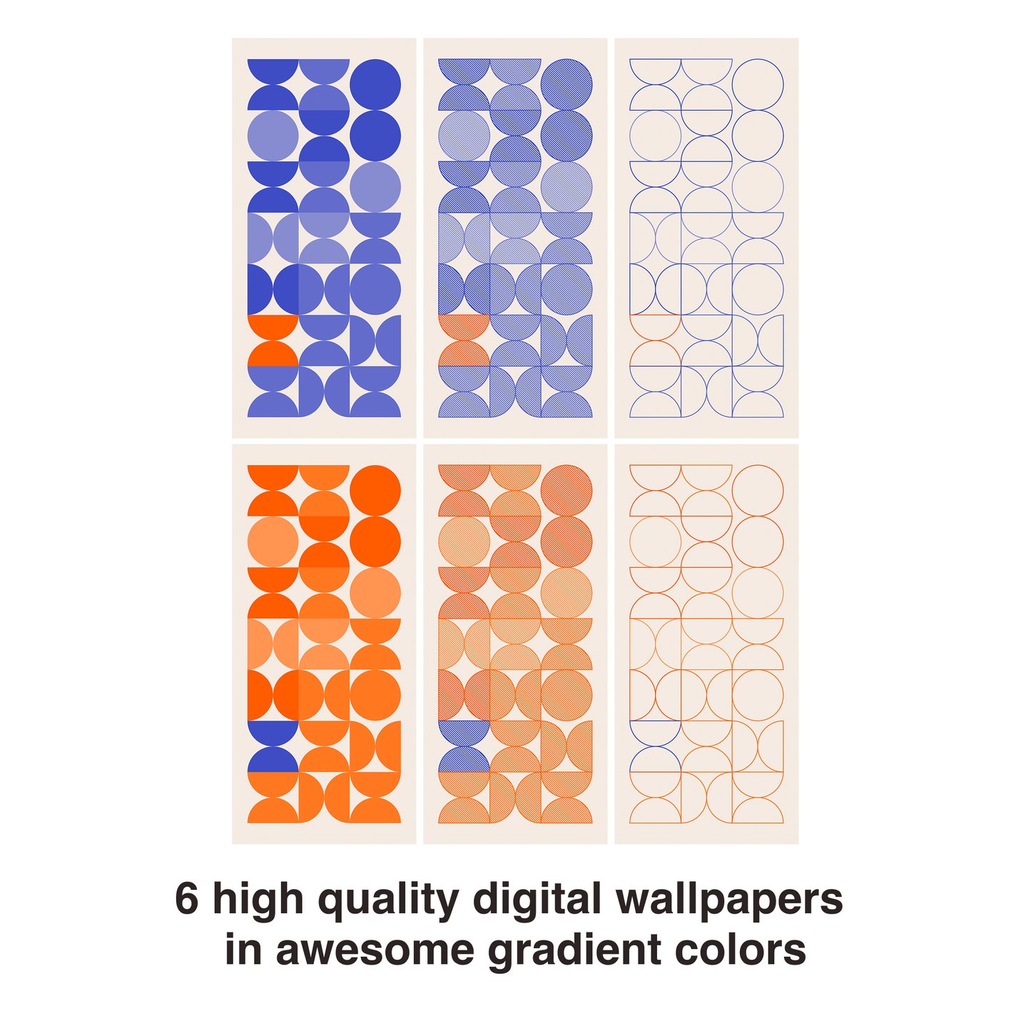 Retro Bauhaus | Abstract iPhone Wallpaper Set of 6 (W-060)