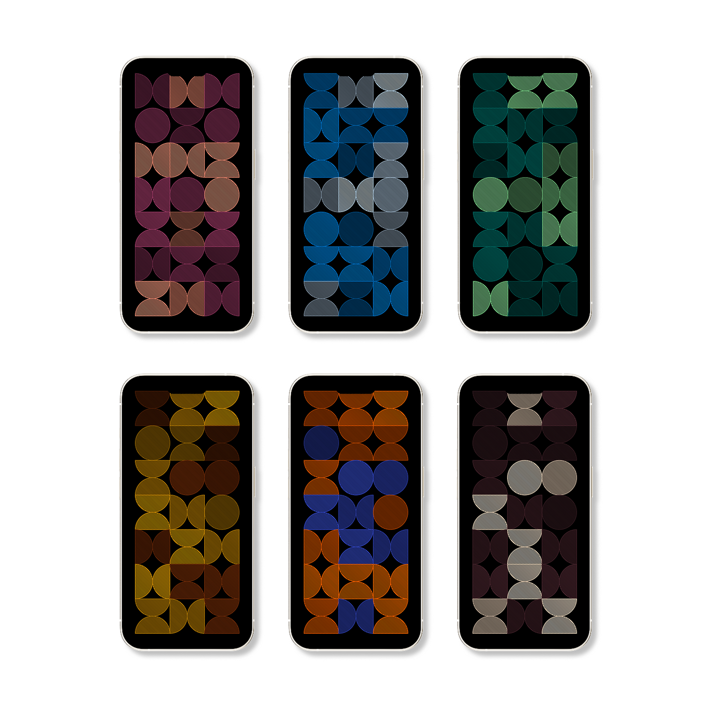 Midnight Mosaic | Abstract iPhone Wallpaper Set of 6 (W-063)
