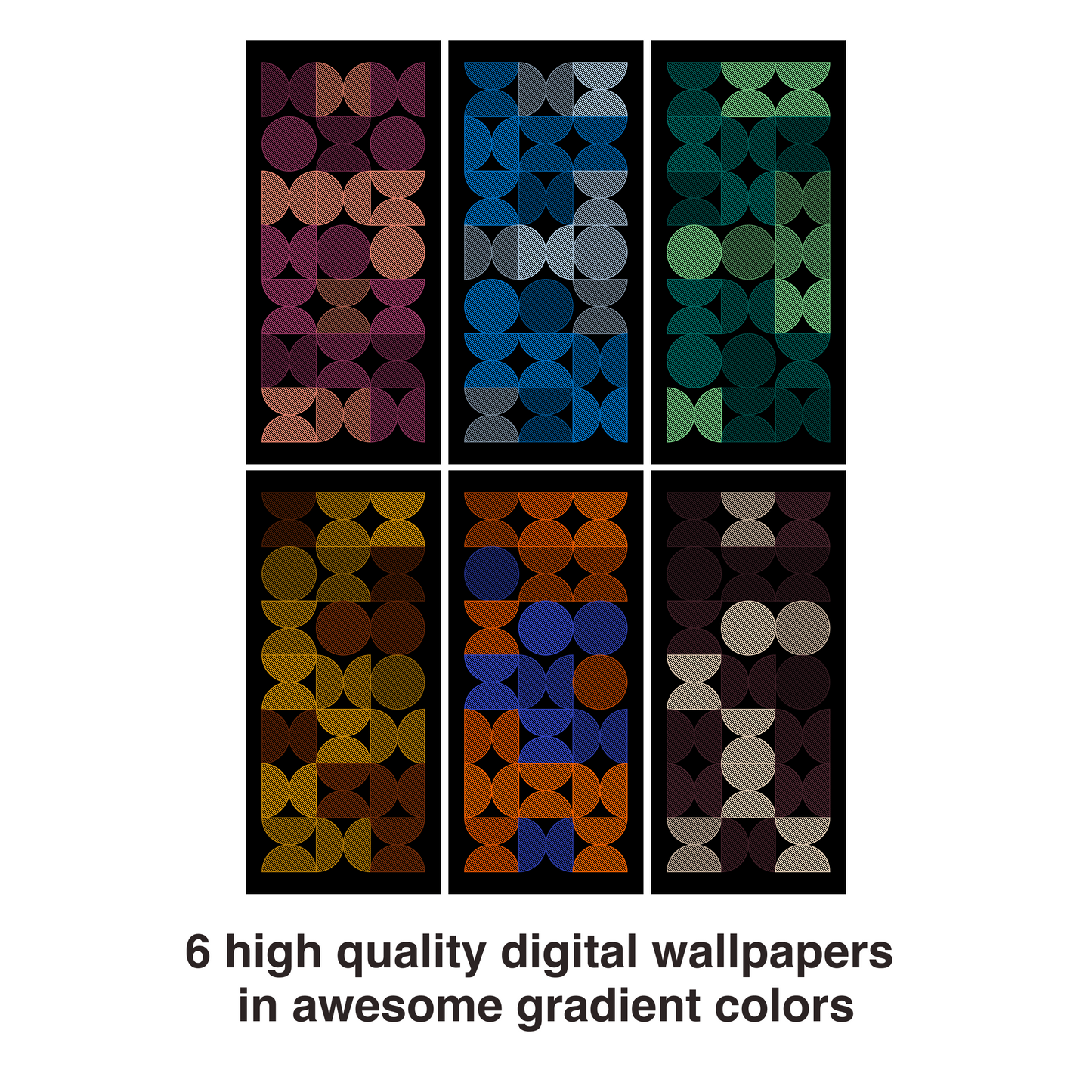 Midnight Mosaic | Abstract iPhone Wallpaper Set of 6 (W-063)