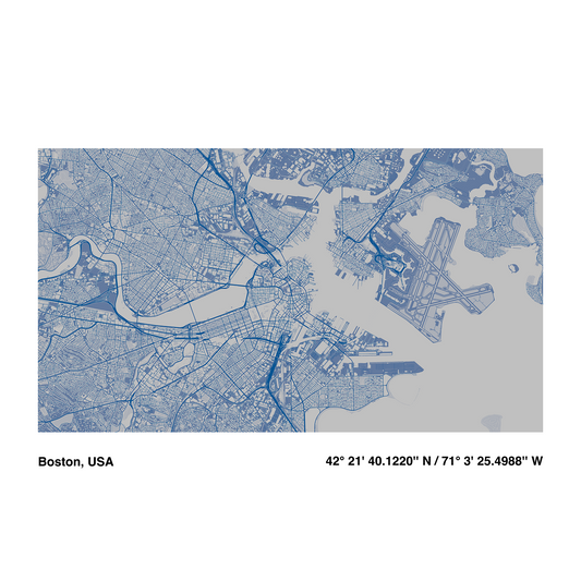 Blue City Line | Premium Map Wallpaper Set (M-003)