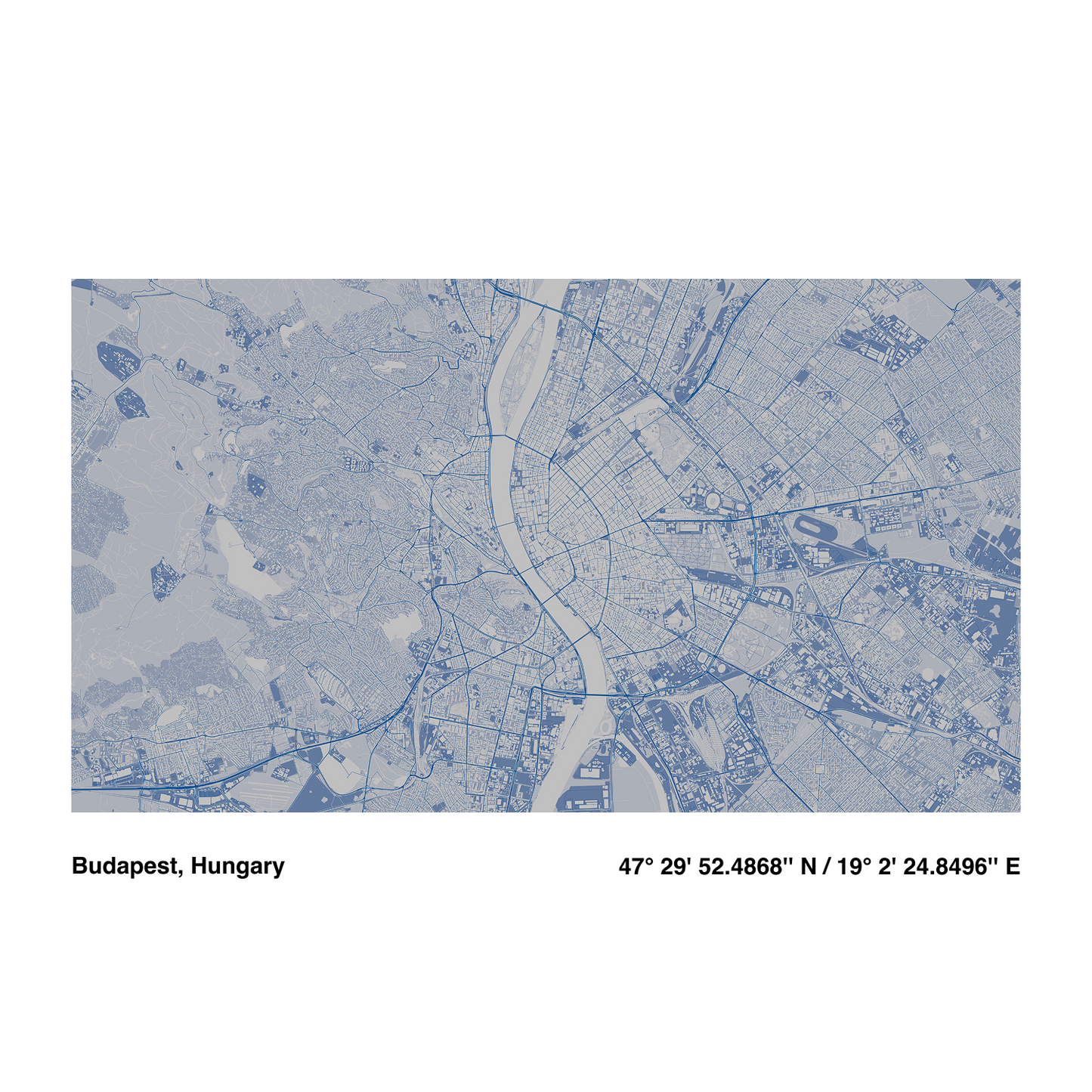 Blue City Line | Premium Map Wallpaper Set (M-003)