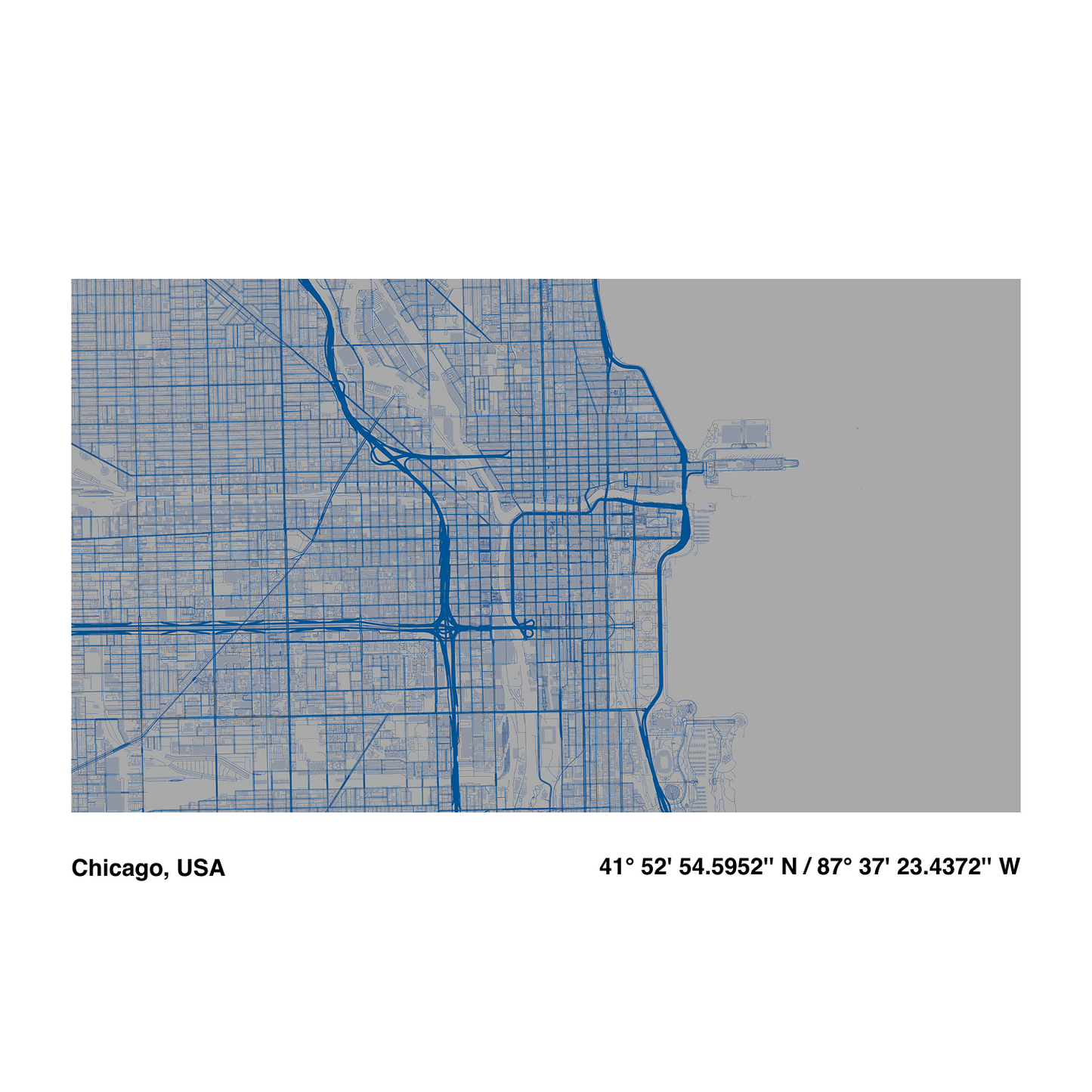 Blue City Line | Premium Map Wallpaper Set (M-003)