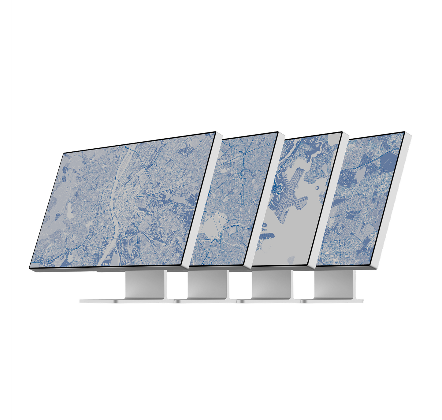 Blue City Line | Premium Map Wallpaper Set (M-003)