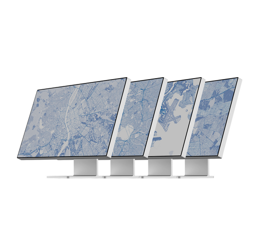 Blue City Line | Premium Map Wallpaper Set (M-003)