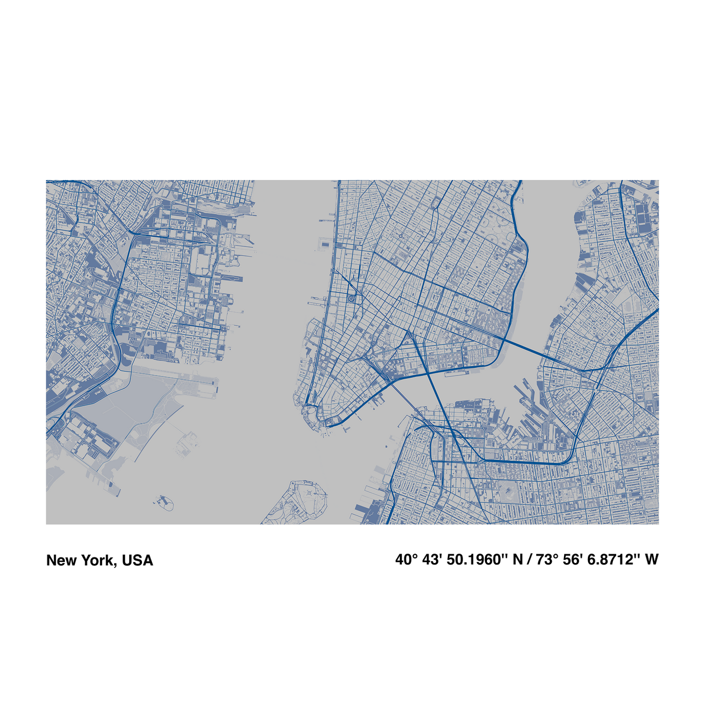 Blue City Line | Premium Map Wallpaper Set (M-003)