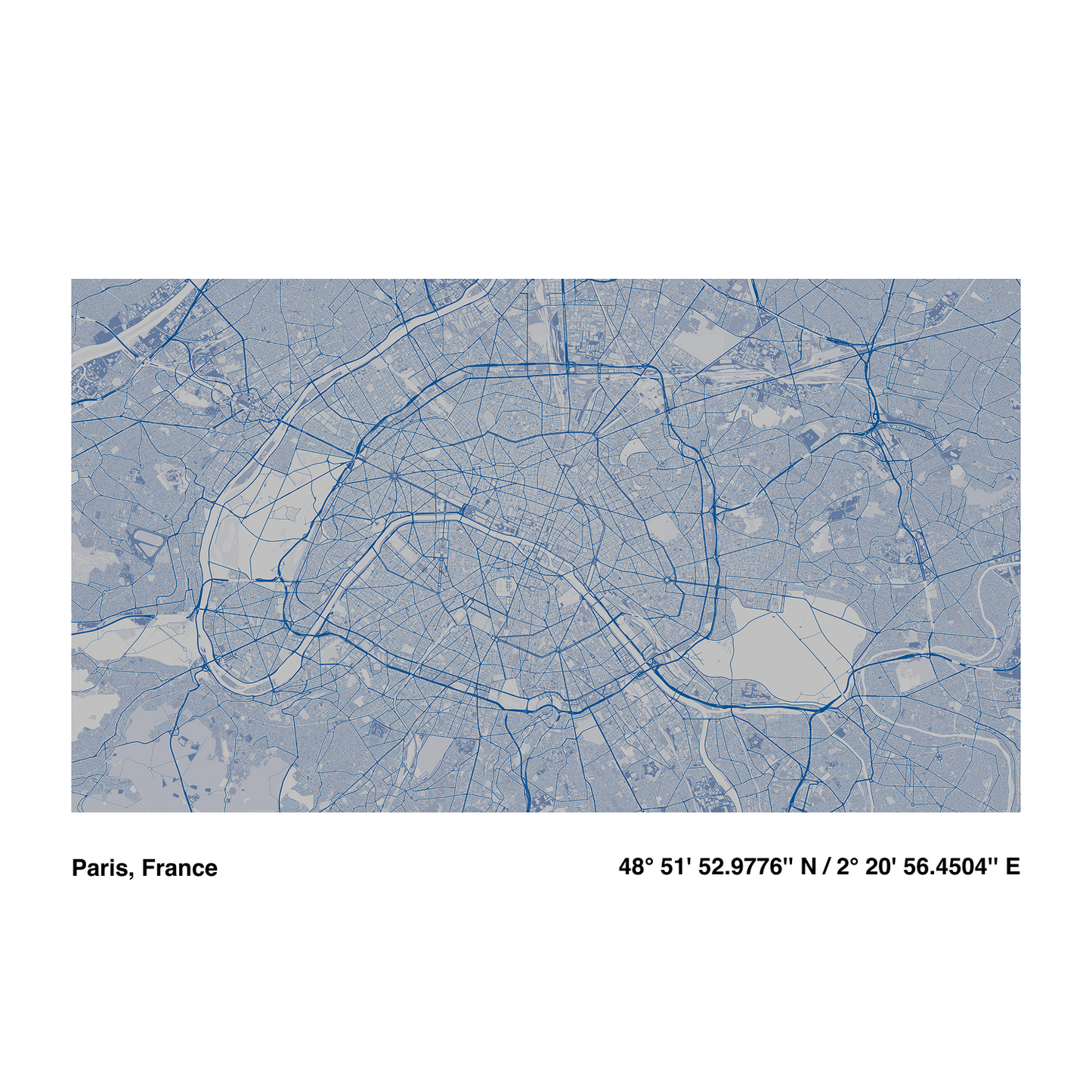 Blue City Line | Premium Map Wallpaper Set (M-003)