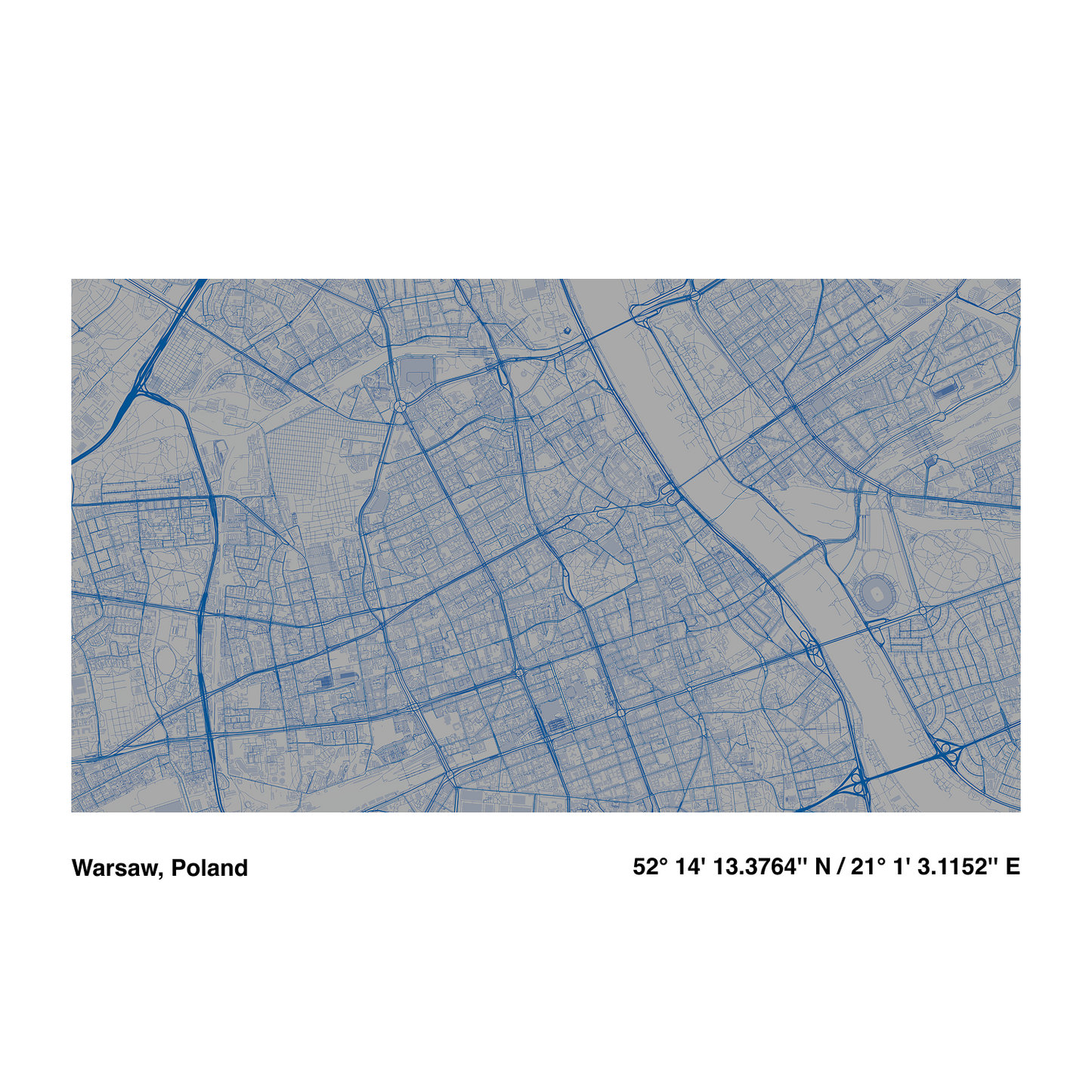 Blue City Line | Premium Map Wallpaper Set (M-003)